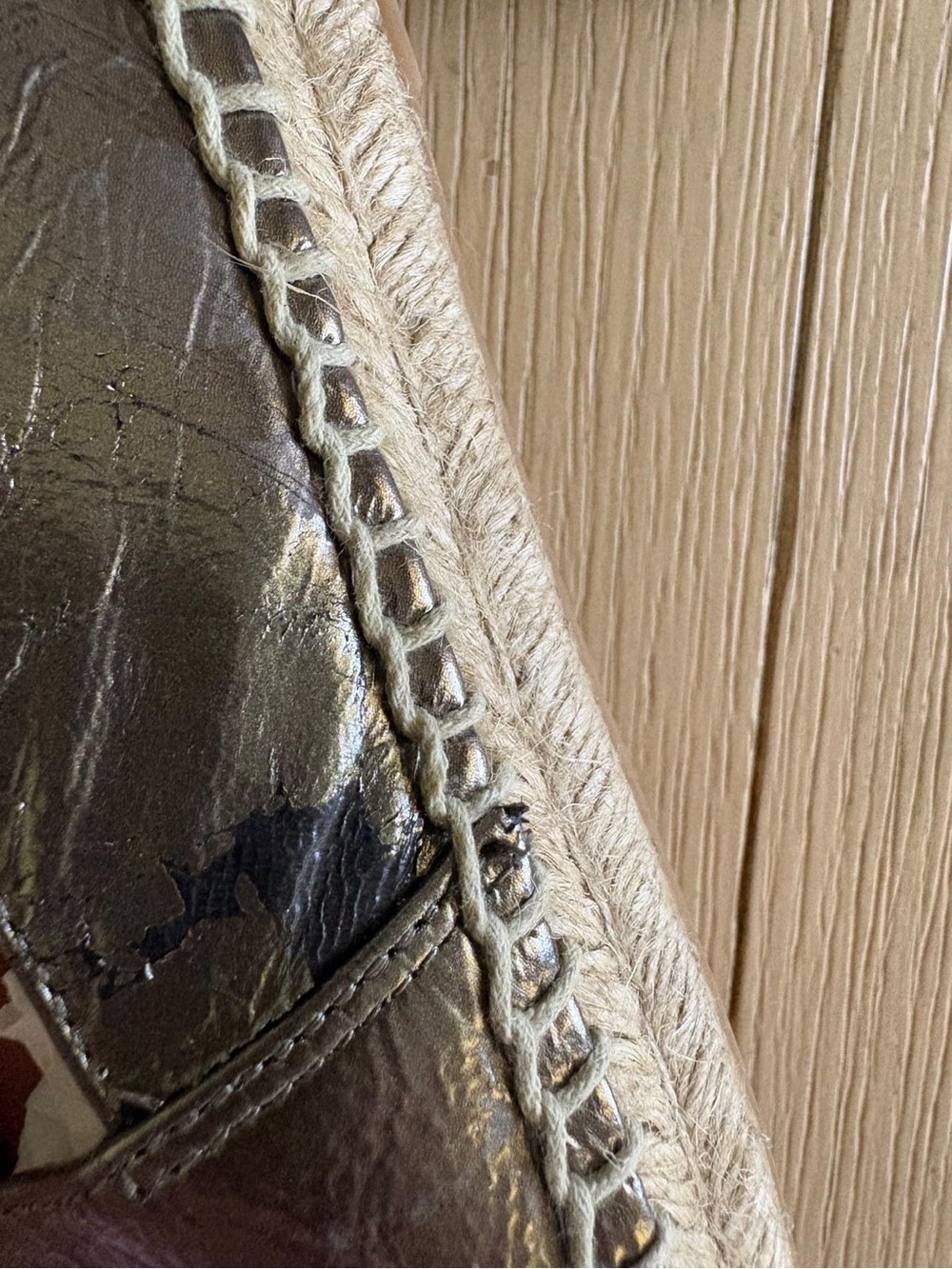 Chanel CC Espadrilles Metallic Bronze Leather Flats Size 37 Made in Spain - Picture 6 of 6